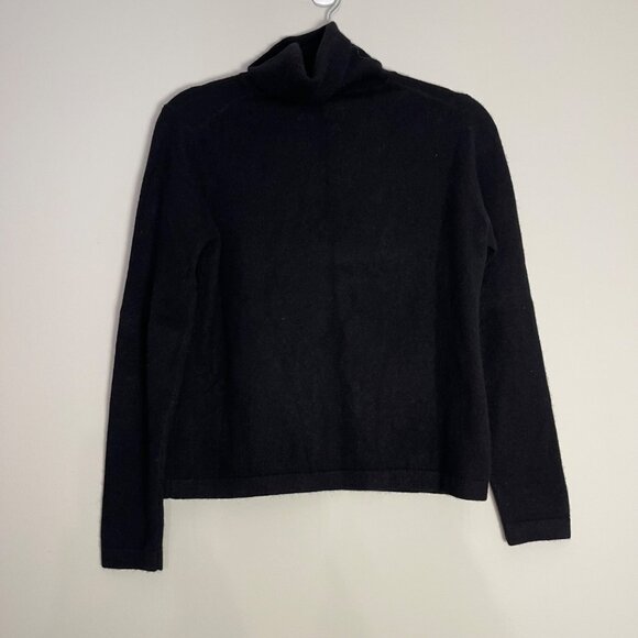 Sutton Studio Petite Black Cashmere Turtleneck Sweater long sleeve, petite Med - Picture 2 of 5